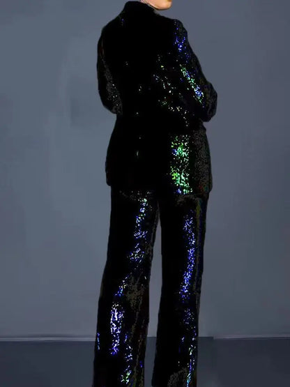 🍒Nuwe Aankomelinge Dames Elegante Sequinpakstelle vir Vroue Broek- en Lang Blazerstel vir Vroue Pakke Kantoor Formele Pak Gorg GlitZ