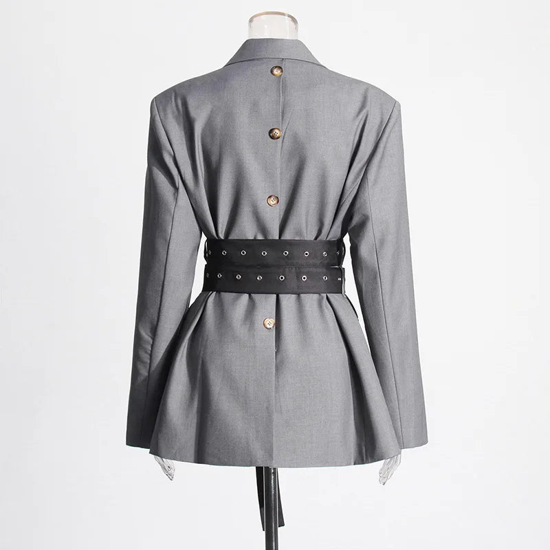 🍒Dubbelgordelknopie-toevallige baadjie met V-hals en lapel, gordelblazers vir geleenthede, vroue-oorrokke, slim gemaklike klere – 'n Klomp Baadjie
