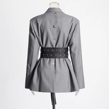 🍒Dubbelgordelknopie-toevallige baadjie met V-hals en lapel, gordelblazers vir geleenthede, vroue-oorrokke, slim gemaklike klere – 'n Klomp Baadjie