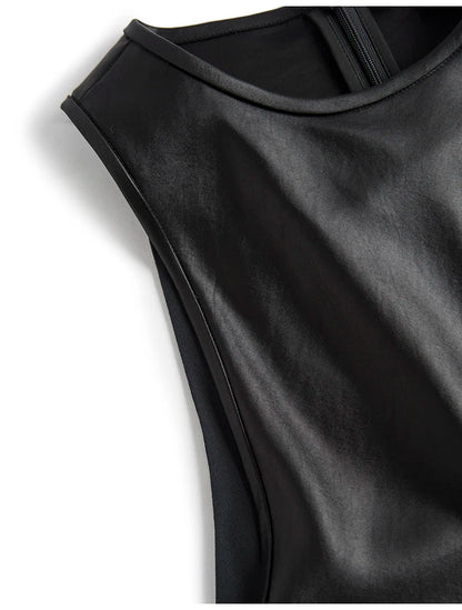 🍒Long faux Leather dress for occasion elegant stylish design backless maxi outfits for Women clubwear partwear fashion Party With A Bow On It