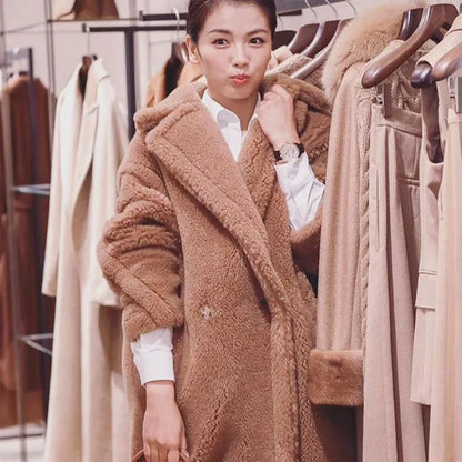 🍒Women winter faux fur coat winter long women female thick teddy bear outerwear Casual loose oversize outdoor wear Bear Winter With A Teddy
