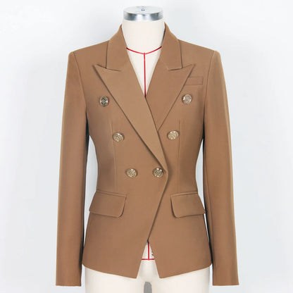 🍒Blazers high quality double breasted women's suit jacket for office use formal business wear  slim fit outerwear occasion wear Look Blazing Hot