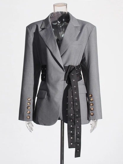 🍒Dubbelgordelknopie-toevallige baadjie met V-hals en lapel, gordelblazers vir geleenthede, vroue-oorrokke, slim gemaklike klere – 'n Klomp Baadjie