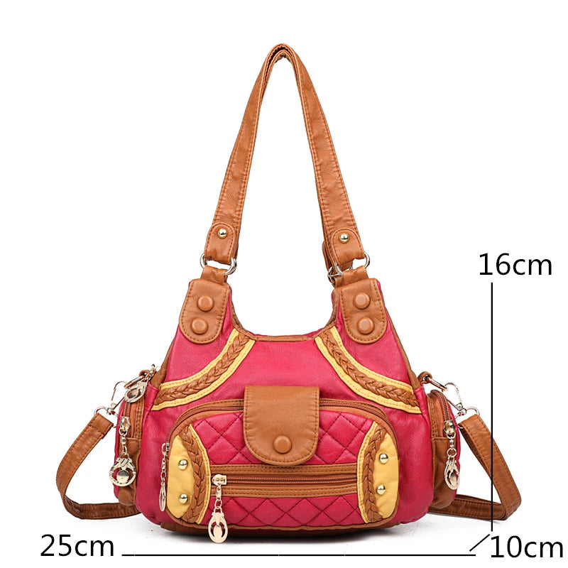 🍒Womens high quality handbags soft pu leather crossbody designer bag shoulder tote fashion luxury female  Get Happy With A Zippy Snappy