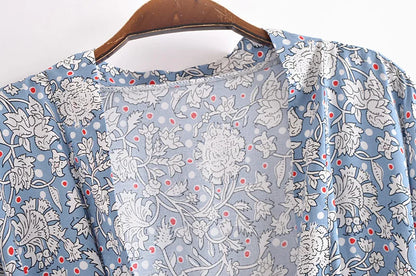 🍒Beach coverups wild floral print short light kimono jacket batwing duster bohemian ladies v-neck rayon short bikini swimwear cover over vacation wear holiday clothing casual wear  Colourful Comfort