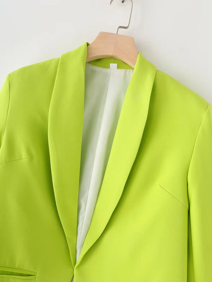 🍒Vroue se somerklere elegante pendelbaadjie fluoresserende dragstyl veelsydige gemaklike pakbaadjie slim gemaklik Verlig In Helder