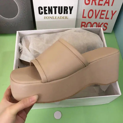 🍒Candy Color Fashion platform summer sandals holiday foot wear women candy pink shoes slip on shoes with thick sole open toe sandals with wedge heel  Playful Platforms