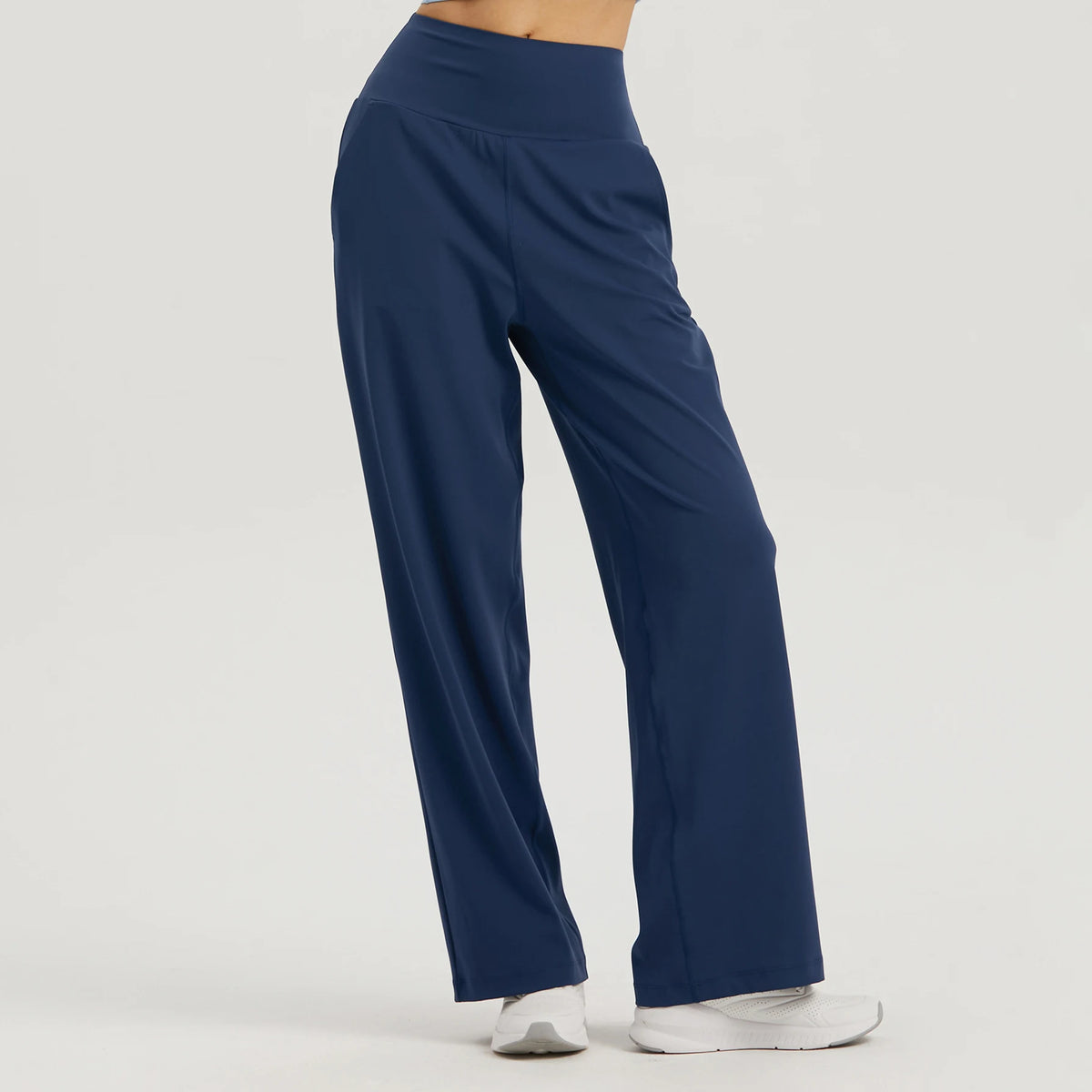 🍒Leisure wide leg pants cool feel smart casual women gym workout pants long legs loose skin friendly yoga dance wear ladies trousers with pockets Cute Casual