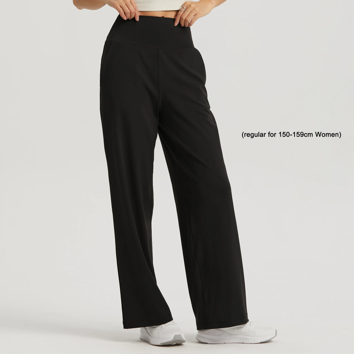 🍒Leisure wide leg pants cool feel smart casual women gym workout pants long legs loose skin friendly yoga dance wear ladies trousers with pockets Cute Casual
