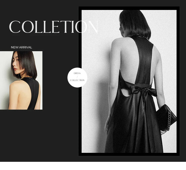 🍒Long faux Leather dress for occasion elegant stylish design backless maxi outfits for Women clubwear partwear fashion Party With A Bow On It