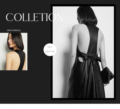 🍒Long faux Leather dress for occasion elegant stylish design backless maxi outfits for Women clubwear partwear fashion Party With A Bow On It