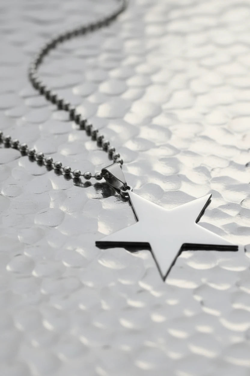 🍒Titanium stainless steel star pendant necklace creative star men/Women gift party Jewellery smart casual jewellery Slick Silver Star