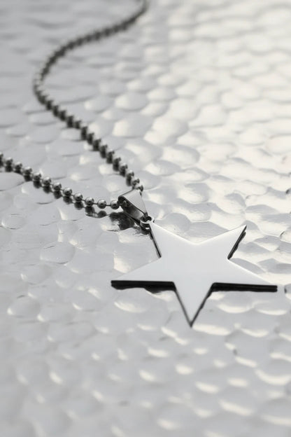 🍒Titanium stainless steel star pendant necklace creative star men/Women gift party Jewellery smart casual jewellery Slick Silver Star