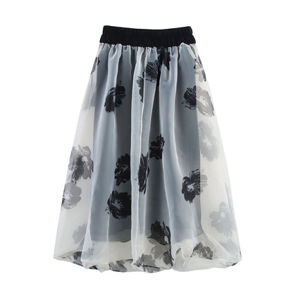 🍒Floral Chiffon dress midi elegant summer fashion loose collarless outfit also can be used as a maxi skirt versitile clothing natural waist smart casual party occasion wear Versatile Style