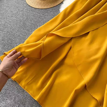 🍒Solid colour irregular hem dress short sleeved summer outfit smart casual women colourful fashion wear holiday wear