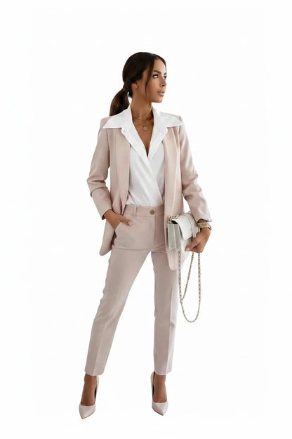 🍒Spring autumn blazer smart casual womens solid contemporary jacket female outerwear turn-down collar outdoor clothing simple long sleeve fashion wear  Fresh Fine Fem Fashion
