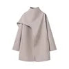 🍒French style coat mid length Women's autumn winter clothing sweet simple outerwear high collar scarf jacket fashion  loose casual clothing Feel Positive In This Over Shoulder