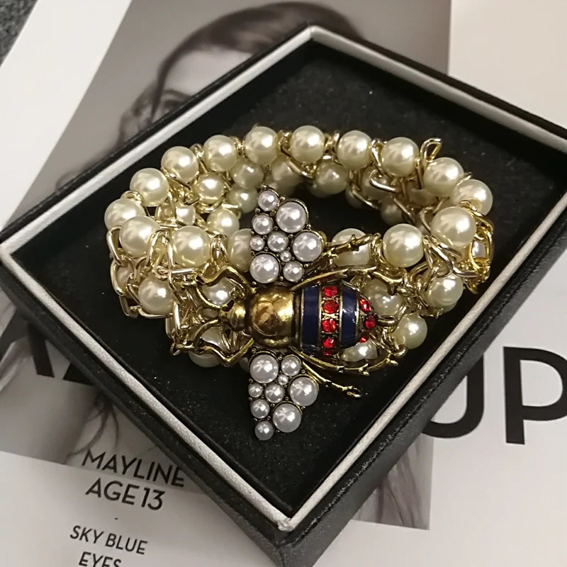 🍒Rekbare pêrelarmband vir vroue, verstelbare kristalby-armband, krale, partytjiejuwele vir geleenthede, geskenk, slim-informele bykomstighede, "Nice To Bee ' Wear"