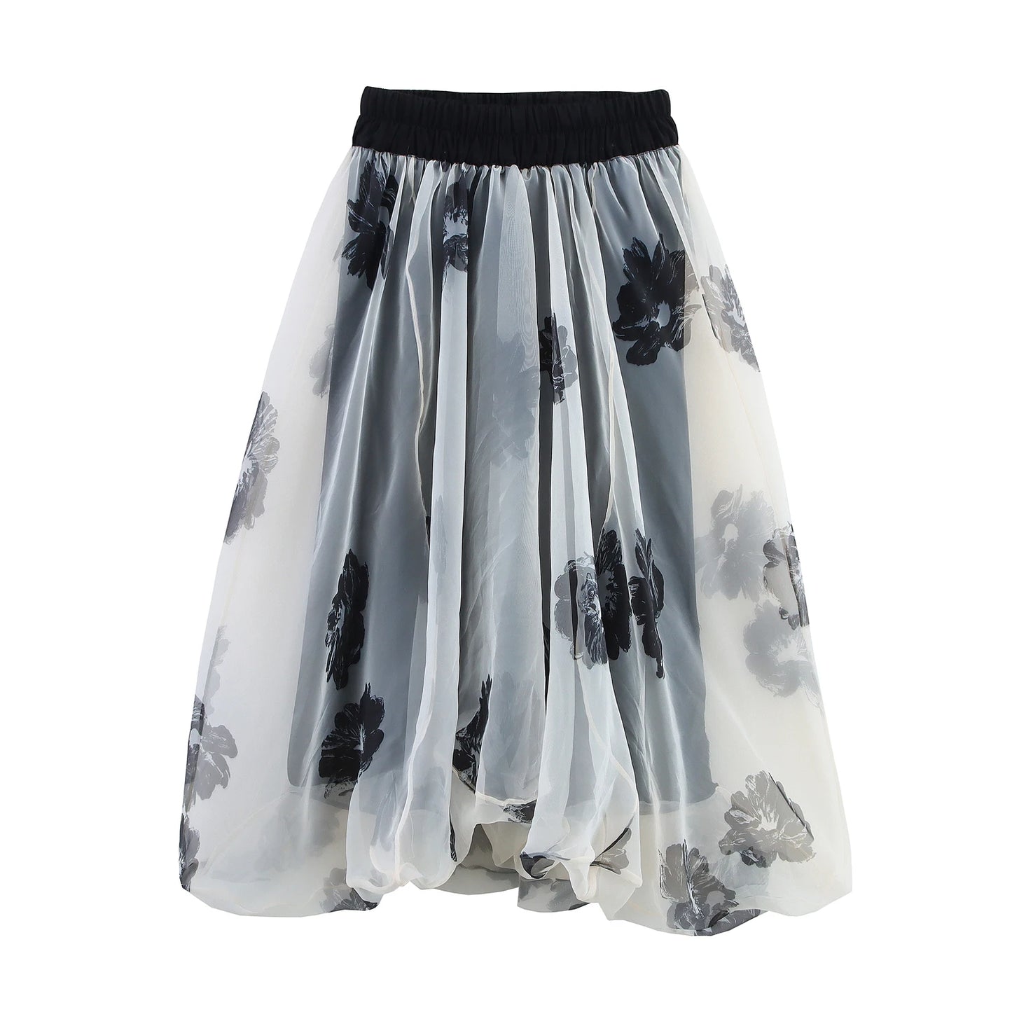 🍒Floral Chiffon dress midi elegant summer fashion loose collarless outfit also can be used as a maxi skirt versitile clothing natural waist smart casual party occasion wear Versatile Style