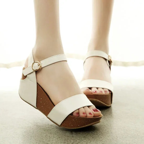 🍒Leopard wedge sandals Platform wedge shoes ankle strap peep toe high foot wear smart casual footwear women  jump on  leopord platform