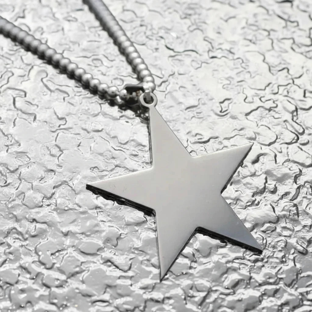 🍒Titanium stainless steel star pendant necklace creative star men/Women gift party Jewellery smart casual jewellery Slick Silver Star