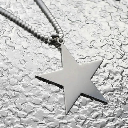 🍒Titanium stainless steel star pendant necklace creative star men/Women gift party Jewellery smart casual jewellery Slick Silver Star
