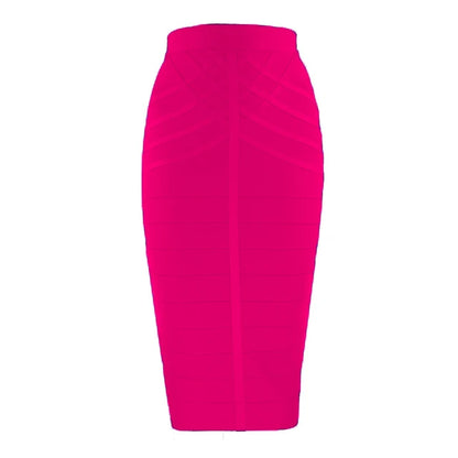 🍒Black bandage skirt fitted midi fashion for women vintage summer wear for ladies Clothes elasticated pencil skirt Pencil This One In
