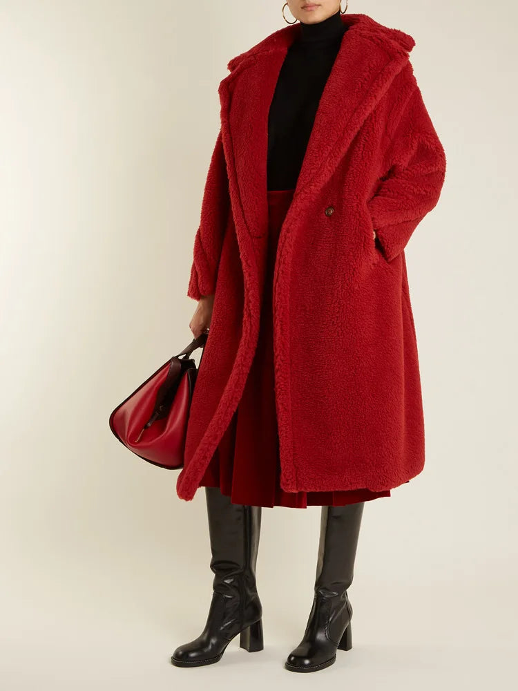 🍒Women winter faux fur coat winter long women female thick teddy bear outerwear Casual loose oversize outdoor wear Bear Winter With A Teddy