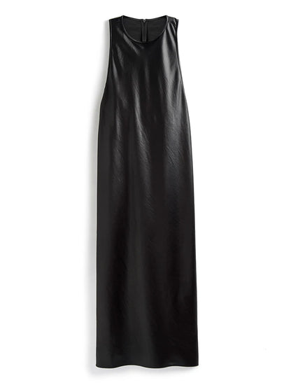 🍒Long faux Leather dress for occasion elegant stylish design backless maxi outfits for Women clubwear partwear fashion Party With A Bow On It