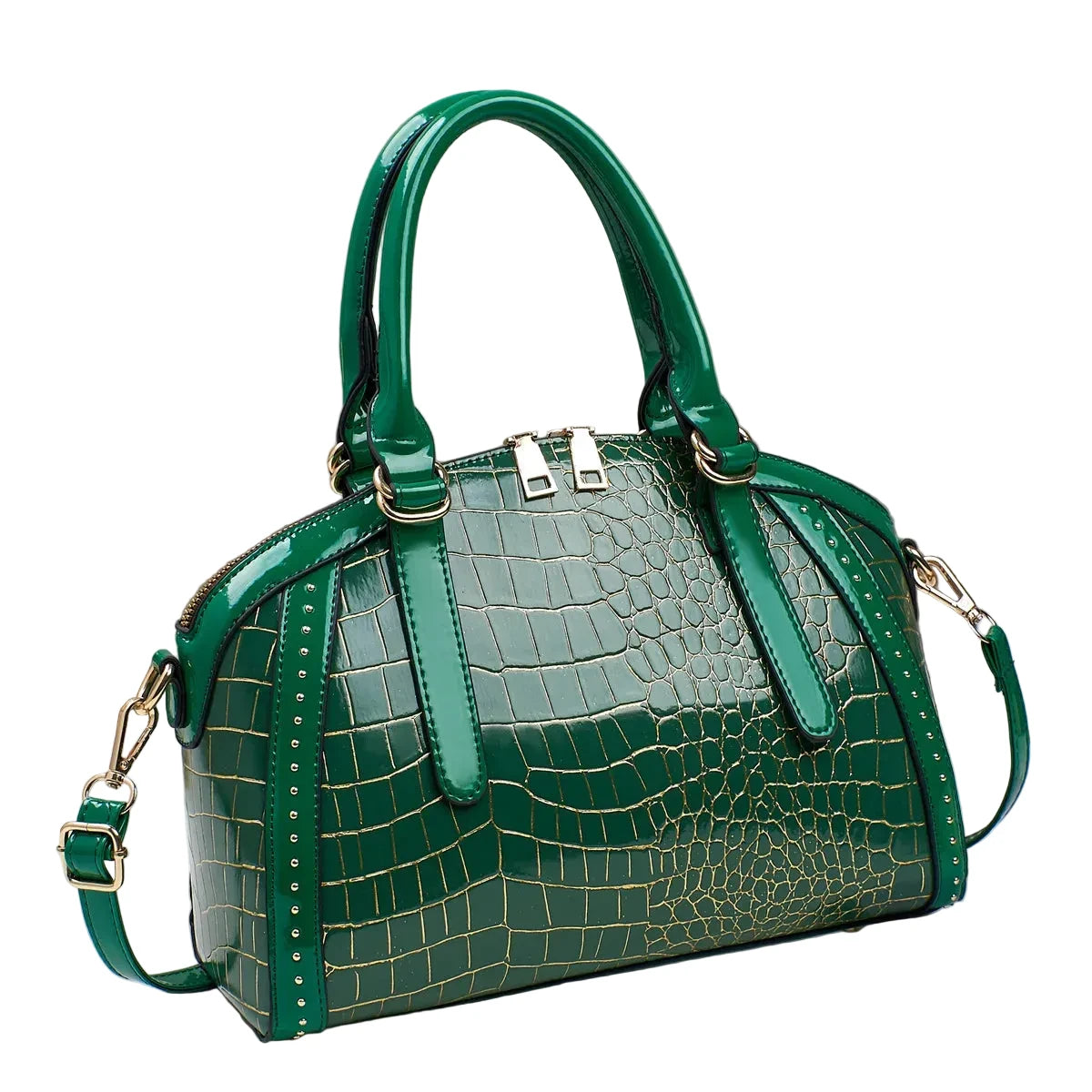 🍒Luxury designer handbag for women trendy ladies crossbody bag large capacity pu Leather crocodile effect crossbody bag  Fashion accessories  Cool Croco Gold Should  ‘