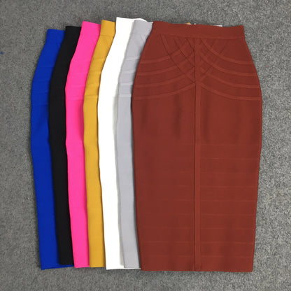 🍒Black bandage skirt fitted midi fashion for women vintage summer wear for ladies Clothes elasticated pencil skirt Pencil This One In