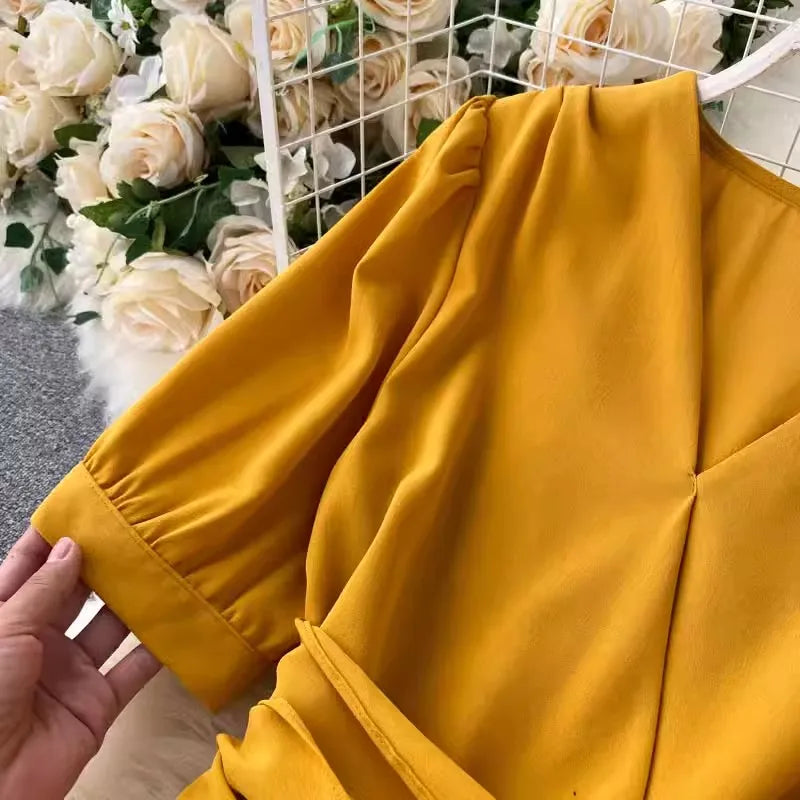 🍒Solid colour irregular hem dress short sleeved summer outfit smart casual women colourful fashion wear holiday wear