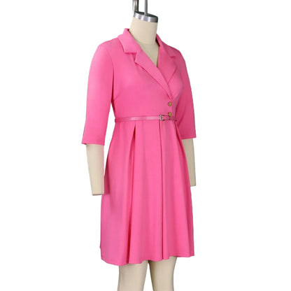 🍒High quality work dresses fit and flare women casual v-neck pleated outfit stretch fabric elegant office wear smart casual clothes Fit This Flare Into Your Wardrobe