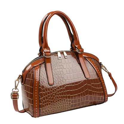 🍒Luxury designer handbag for women trendy ladies crossbody bag large capacity pu Leather crocodile effect crossbody bag  Fashion accessories  Cool Croco Gold Should  ‘