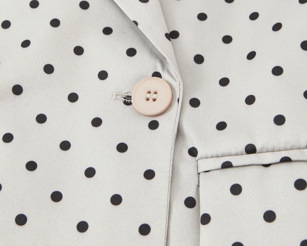 🍒Polka dot suit jacket for spring summer european and american versatile polka dot women’s fashion smart casual outdoor wear clothing cap sleeve style slim fit occasion wear   Cop This Casu ’‘Casion Cap