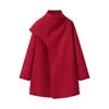 🍒French style coat mid length Women's autumn winter clothing sweet simple outerwear high collar scarf jacket fashion  loose casual clothing Feel Positive In This Over Shoulder