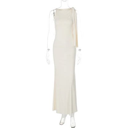 🍒Sonder-skouer moulose maxi rok lang elegante diagonale kraag geleentheid mode vir vroue partytjie uitrustings elegante bodycon Hou die sy-das styl opsy