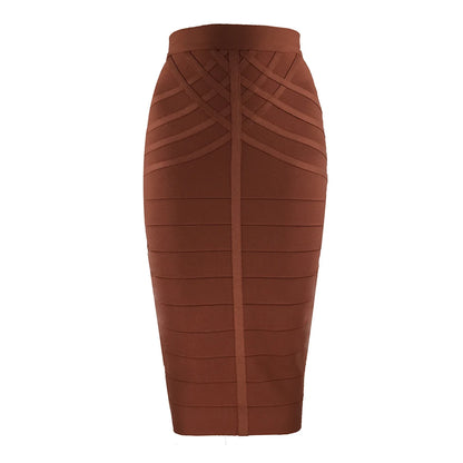 🍒Black bandage skirt fitted midi fashion for women vintage summer wear for ladies Clothes elasticated pencil skirt Pencil This One In