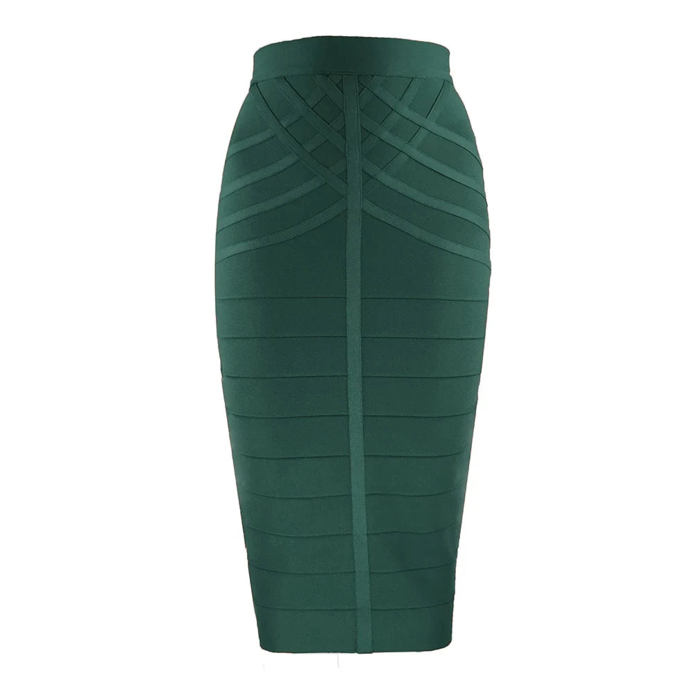 🍒Black bandage skirt fitted midi fashion for women vintage summer wear for ladies Clothes elasticated pencil skirt Pencil This One In