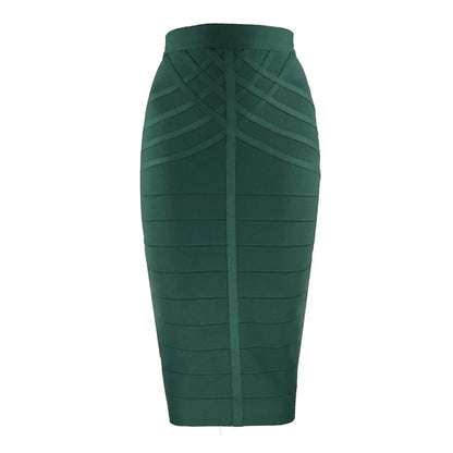 🍒Black bandage skirt fitted midi fashion for women vintage summer wear for ladies Clothes elasticated pencil skirt Pencil This One In
