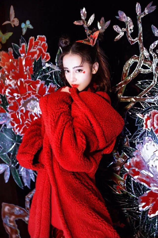 🍒Women winter faux fur coat winter long women female thick teddy bear outerwear Casual loose oversize outdoor wear Bear Winter With A Teddy