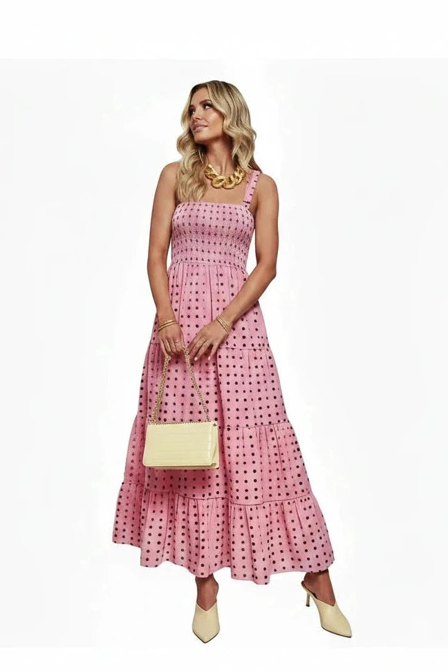 🍒Tiered summer dress summer sleeveless midaxi outfit for holiday spring summer clothing backless printed vacation wear cami dress for Women smart casual clothing  Dress For Summer