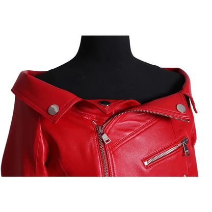 🍒Leather long dresses with side split for women slash neck red black pu outfit long sleeve shoulderless for occasions party wear club wear REDiculously Cool