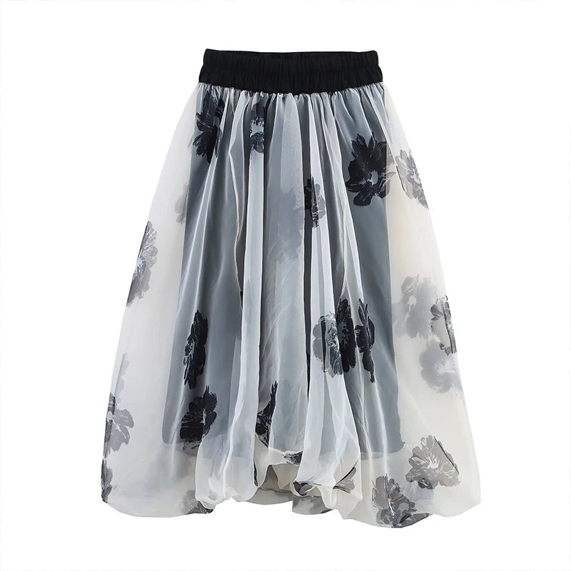 🍒Floral Chiffon dress midi elegant summer fashion loose collarless outfit also can be used as a maxi skirt versitile clothing natural waist smart casual party occasion wear Versatile Style