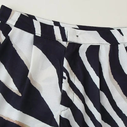 🍒Gemaklike wyebeenbroek vir vroue met sebradrukstrepe, 'n oesjaarstyl, hoë middellyf en enkelhoogte, vir strandvakansies, partytjies en spesiale geleenthede.