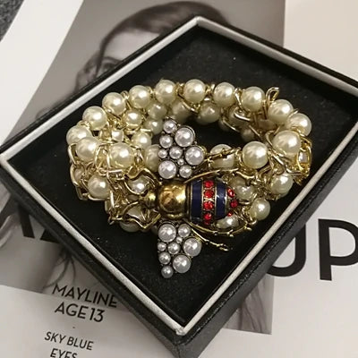 🍒Rekbare pêrelarmband vir vroue, verstelbare kristalby-armband, krale, partytjiejuwele vir geleenthede, geskenk, slim-informele bykomstighede, "Nice To Bee ' Wear"