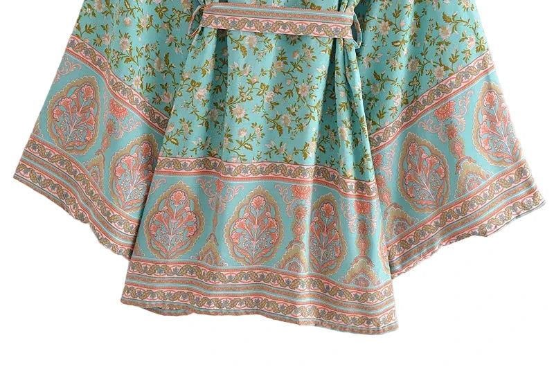 🍒Beach coverups wild floral print short light kimono jacket batwing duster bohemian ladies v-neck rayon short bikini swimwear cover over vacation wear holiday clothing casual wear  Colourful Comfort