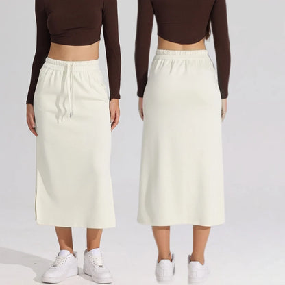 🍒Informele midi-romp modale materiaal klere los somerdrag vroue se informele klere plusgrootte lang rompe met elastiese middel en sakke
