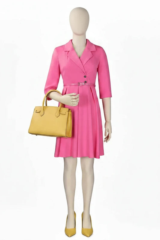 🍒High quality work dresses fit and flare women casual v-neck pleated outfit stretch fabric elegant office wear smart casual clothes Fit This Flare Into Your Wardrobe