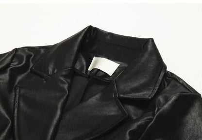 🍒Ekstra lang kunsleer trenchcoat vir dames dubbelbors luukse elegante lang slim gemaklike pu-oorjas Bly OP HOOGTE van DUBBEL neem-klere